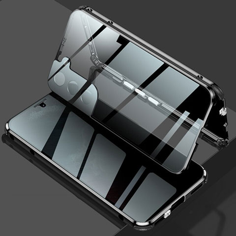 Samsung Galaxy S22 Plus 5G用ケース 高級感 手触り良い アルミメタル 製の金属製 360度 フルカバーバンパー 鏡面 カバー M02 サムスン ブラック