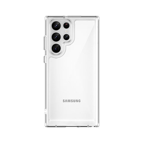 Samsung Galaxy S22 Ultra 5G用ハイブリットバンパーケース クリア透明 プラスチック カバー M03 サムスン クリア
