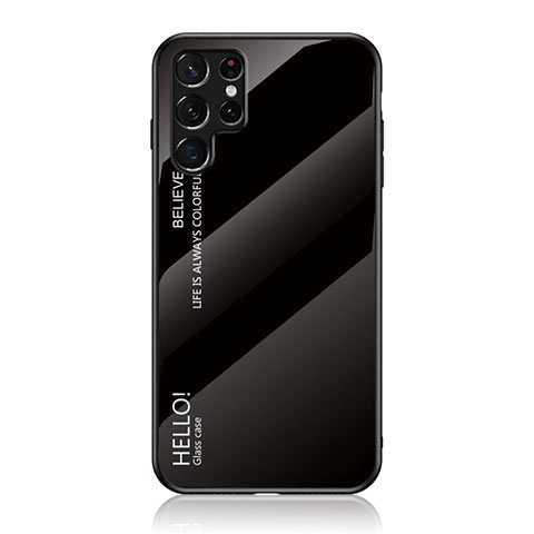 Samsung Galaxy S22 Ultra 5G用ハイブリットバンパーケース プラスチック 鏡面 虹 グラデーション 勾配色 カバー M02 サムスン ブラック