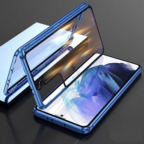 Samsung Galaxy S23 5G用ケース 高級感 手触り良い アルミメタル 製の金属製 360度 フルカバーバンパー 鏡面 カバー M01 サムスン ネイビー