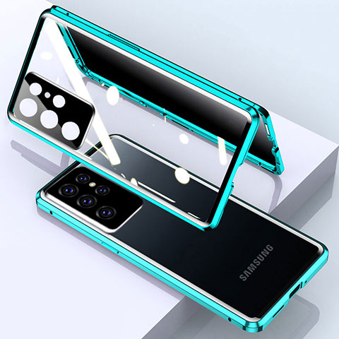 Samsung Galaxy S23 Ultra 5G用ケース 高級感 手触り良い アルミメタル 製の金属製 360度 フルカバーバンパー 鏡面 カバー M03 サムスン グリーン