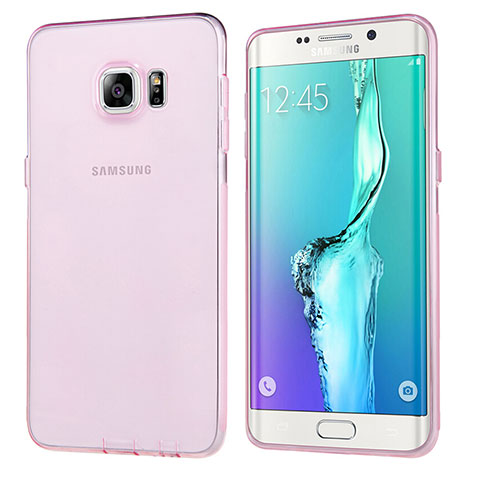 Samsung Galaxy S6 Edge+ Plus SM-G928F用極薄ソフトケース シリコンケース 耐衝撃 全面保護 クリア透明 T04 サムスン ピンク