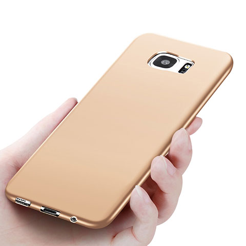 Samsung Galaxy S7 Edge G935F用極薄ソフトケース シリコンケース 耐衝撃 全面保護 R06 サムスン ゴールド