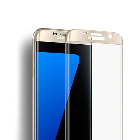 Samsung Galaxy S7 Edge G935F用強化ガラス フル液晶保護フィルム F02 サムスン ゴールド