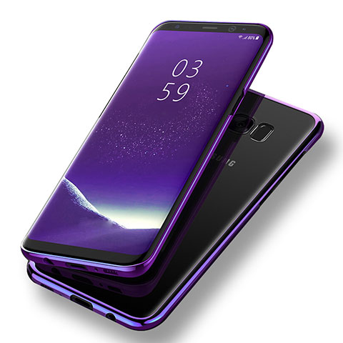 Samsung Galaxy S8用極薄ソフトケース シリコンケース 耐衝撃 全面保護 クリア透明 T08 サムスン パープル