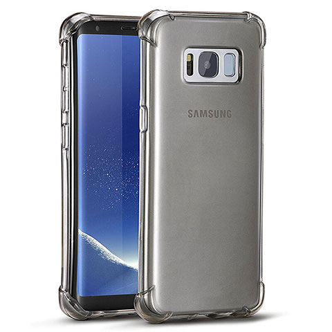 Samsung Galaxy S8用極薄ソフトケース シリコンケース 耐衝撃 全面保護 クリア透明 T11 サムスン グレー