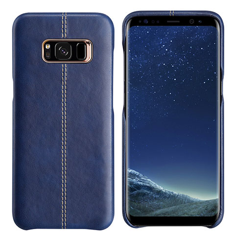 Samsung Galaxy S8用ケース 高級感 手触り良いレザー柄 L01 サムスン ネイビー