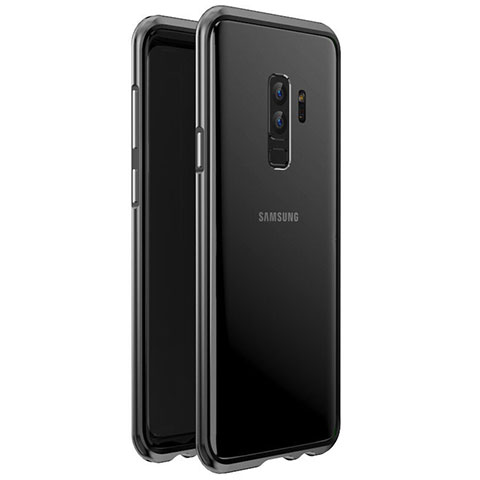 Samsung Galaxy S9 Plus用ケース 高級感 手触り良い アルミメタル 製の金属製 360度 フルカバーバンパー 鏡面 カバー サムスン ブラック