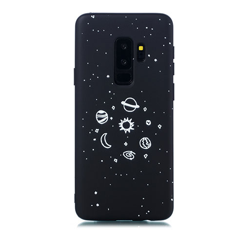 Samsung Galaxy S9 Plus用シリコンケース ソフトタッチラバー バタフライ 星空 カバー サムスン ブラック