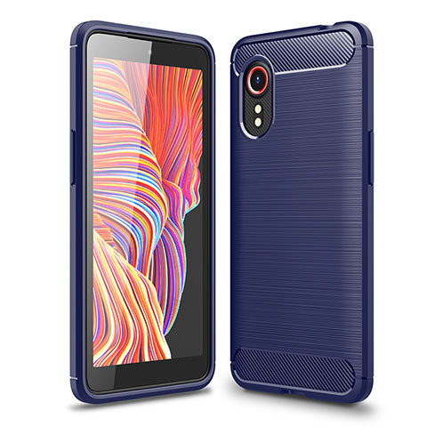 Samsung Galaxy XCover 5 SM-G525F用シリコンケース ソフトタッチラバー ライン カバー サムスン ネイビー