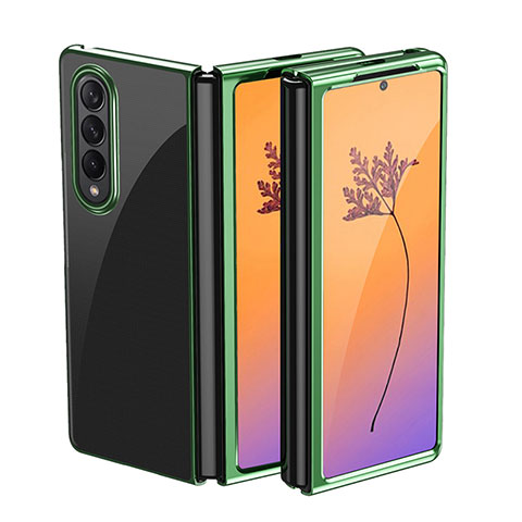 Samsung Galaxy Z Fold3 5G用ハードカバー クリスタル クリア透明 H01 サムスン グリーン