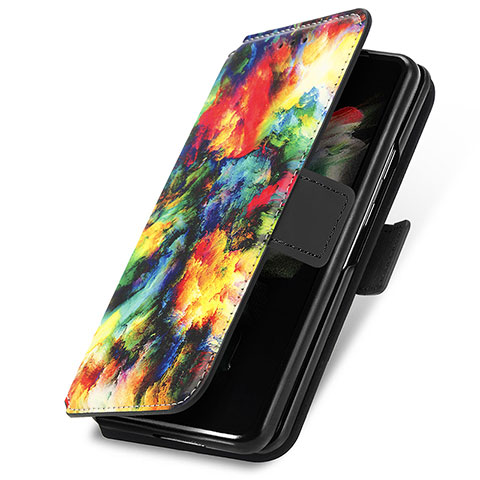 Samsung Galaxy Z Fold4 5G用手帳型 レザーケース スタンド パターン カバー S02D サムスン ワインレッド