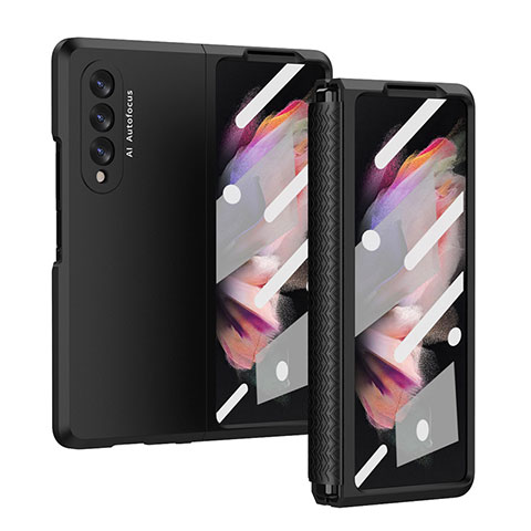 Samsung Galaxy Z Fold4 5G用ハードケース プラスチック 質感もマット カバー R02 サムスン ブラック