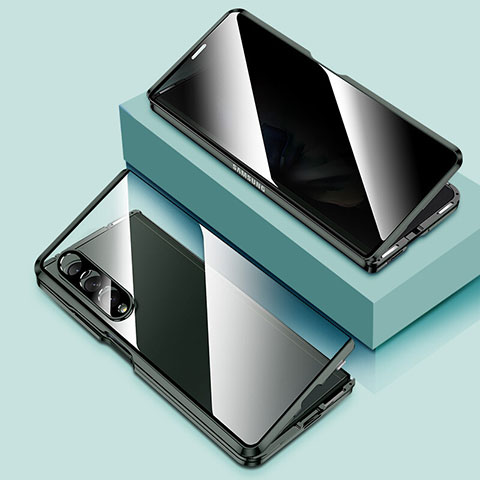 Samsung Galaxy Z Fold4 5G用ケース 高級感 手触り良い アルミメタル 製の金属製 360度 フルカバーバンパー 鏡面 カバー P02 サムスン グリーン