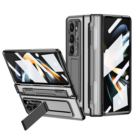 Samsung Galaxy Z Fold5 5G用ハードケース プラスチック 質感もマット カバー スタンド ZL6 サムスン ブラック