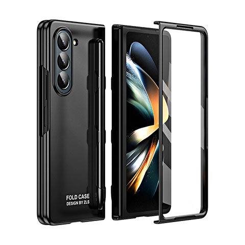 Samsung Galaxy Z Fold5 5G用ハードケース プラスチック 質感もマット 前面と背面 360度 フルカバー ZL1 サムスン ブラック