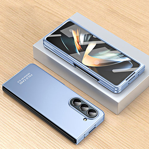 Samsung Galaxy Z Fold5 5G用ハードケース プラスチック 質感もマット 前面と背面 360度 フルカバー ZL3 サムスン ネイビー