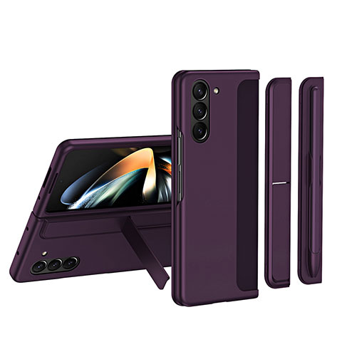 Samsung Galaxy Z Fold5 5G用ハードケース プラスチック 質感もマット 前面と背面 360度 フルカバー QH1 サムスン パープル