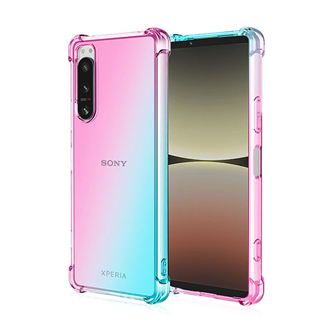 Sony Xperia 1 IV用極薄ソフトケース グラデーション 勾配色 クリア透明 ソニー ブルー