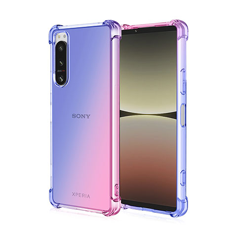 Sony Xperia 1 IV SO-51C用極薄ソフトケース グラデーション 勾配色 クリア透明 ソニー ピンク