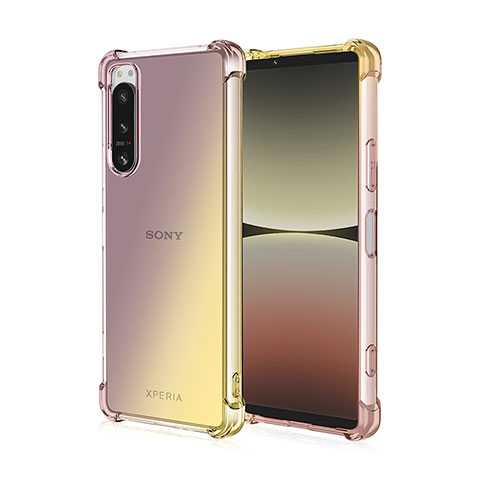 Sony Xperia 1 IV SO-51C用極薄ソフトケース グラデーション 勾配色 クリア透明 ソニー ゴールド