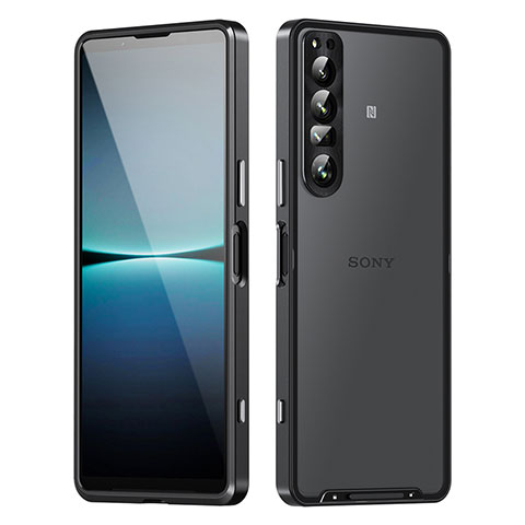 Sony Xperia 1 IV SO-51C用ケース 高級感 手触り良い メタル兼プラスチック バンパー ソニー ブラック