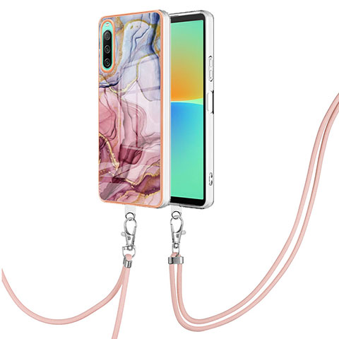 Sony Xperia 10 IV用シリコンケース ソフトタッチラバー バタフライ パターン カバー 携帯ストラップ YB7 ソニー マルチカラー