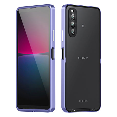 Sony Xperia 10 IV SO-52C用ケース 高級感 手触り良い メタル兼プラスチック バンパー ソニー パープル