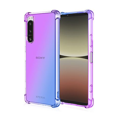 Sony Xperia 5 II用極薄ソフトケース グラデーション 勾配色 クリア透明 ソニー ネイビー