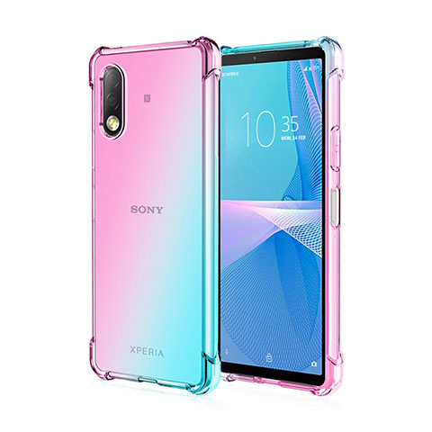 Sony Xperia Ace II用極薄ソフトケース グラデーション 勾配色 クリア透明 ソニー ブルー