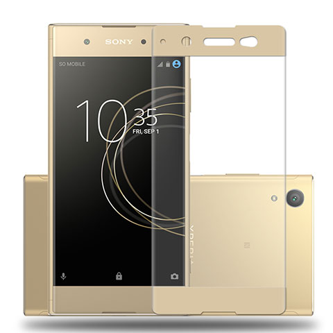 Sony Xperia XA1 Plus用強化ガラス フル液晶保護フィルム ソニー ゴールド