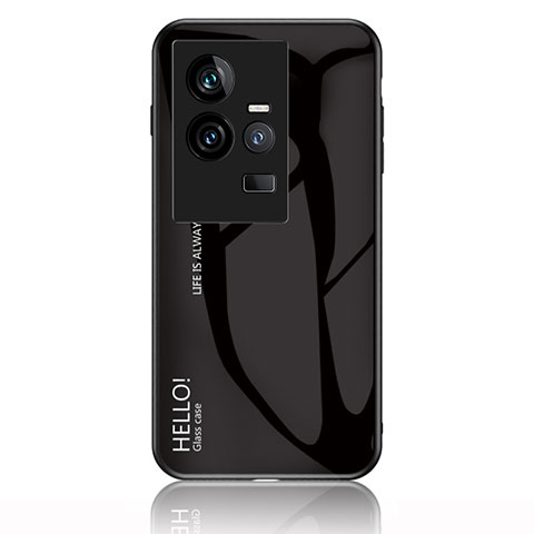 Vivo iQOO 11 5G用ハイブリットバンパーケース プラスチック 鏡面 虹 グラデーション 勾配色 カバー LS1 Vivo ブラック