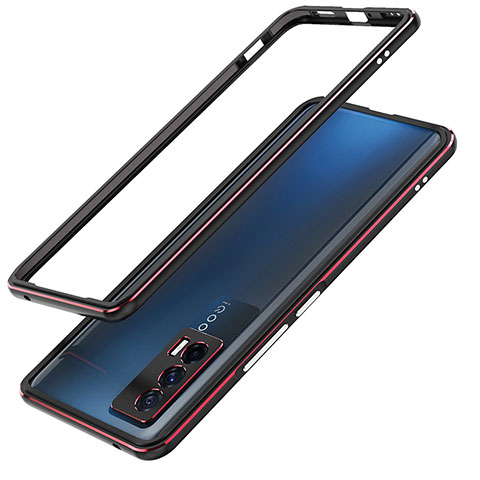 Vivo iQOO 7 India 5G用ケース 高級感 手触り良い アルミメタル 製の金属製 バンパー カバー JZ1 Vivo レッド・ブラック