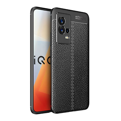 Vivo iQOO 8 5G用シリコンケース ソフトタッチラバー レザー柄 カバー S03 Vivo ブラック