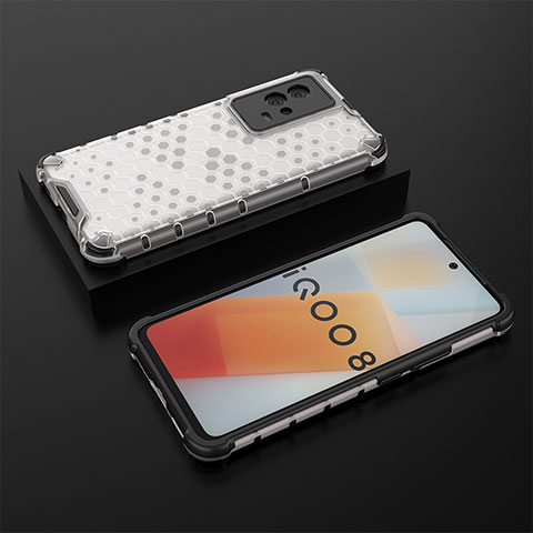 Vivo iQOO 8 5G用360度 フルカバー ハイブリットバンパーケース クリア透明 プラスチック カバー M02 Vivo ホワイト