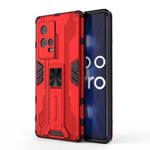 Vivo iQOO 8 Pro 5G用ハイブリットバンパーケース スタンド プラスチック 兼シリコーン カバー マグネット式 Vivo レッド