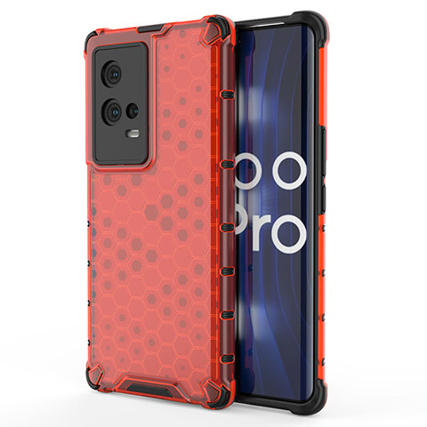 Vivo iQOO 8 Pro 5G用360度 フルカバー ハイブリットバンパーケース クリア透明 プラスチック カバー Vivo レッド