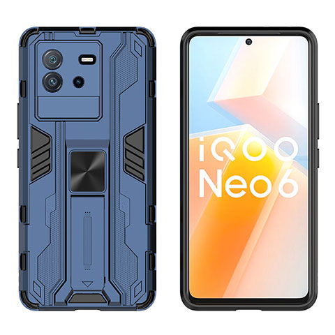 Vivo iQOO Neo6 SE 5G用ハイブリットバンパーケース スタンド プラスチック 兼シリコーン カバー マグネット式 KC2 Vivo ネイビー