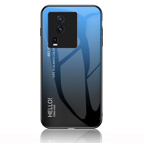 Vivo iQOO Neo7 5G用ハイブリットバンパーケース プラスチック 鏡面 虹 グラデーション 勾配色 カバー LS1 Vivo ネイビー