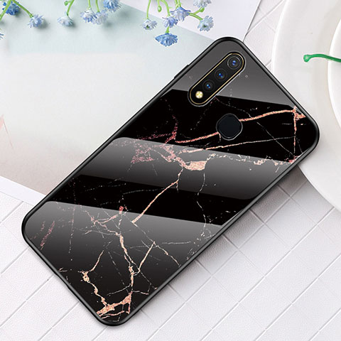 Vivo iQOO U3 4G用ハイブリットバンパーケース プラスチック パターン 鏡面 カバー Vivo ゴールド・ブラック