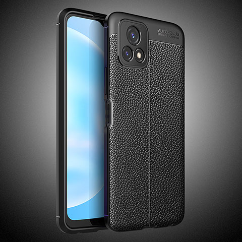 Vivo iQOO U3x 5G用シリコンケース ソフトタッチラバー レザー柄 カバー WL2 Vivo ブラック