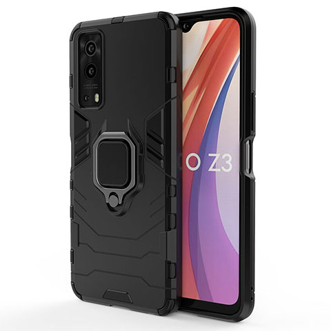 Vivo iQOO Z3 5G用ハイブリットバンパーケース プラスチック アンド指輪 マグネット式 KC2 Vivo ブラック