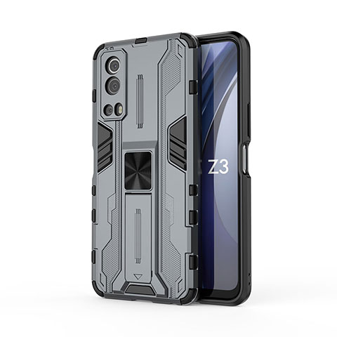 Vivo iQOO Z3 5G用ハイブリットバンパーケース スタンド プラスチック 兼シリコーン カバー マグネット式 KC1 Vivo グレー