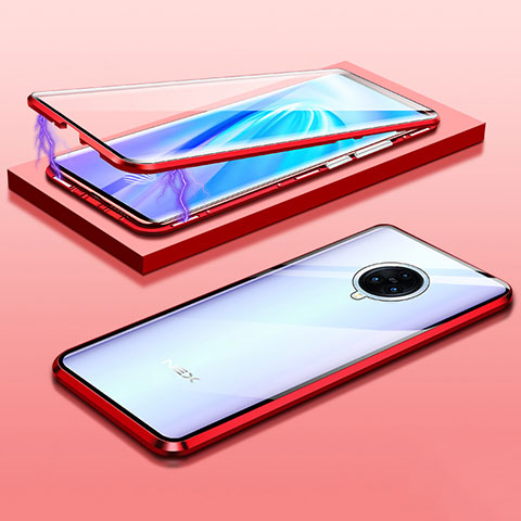 Vivo Nex 3 5G用ケース 高級感 手触り良い アルミメタル 製の金属製 360度 フルカバーバンパー 鏡面 カバー M01 Vivo レッド