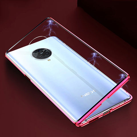 Vivo Nex 3S用ケース 高級感 手触り良い アルミメタル 製の金属製 360度 フルカバーバンパー 鏡面 カバー M04 Vivo レッド