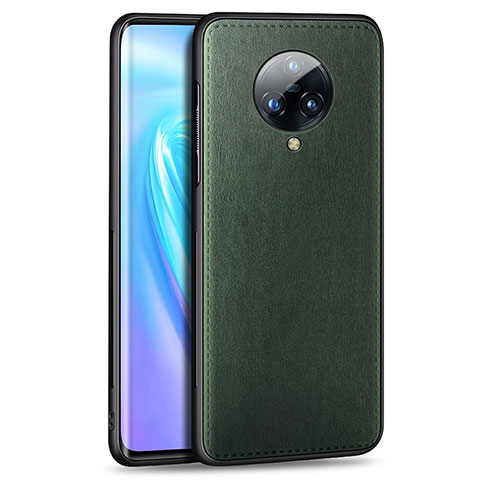 Vivo Nex 3S用ケース 高級感 手触り良いレザー柄 S04 Vivo グリーン