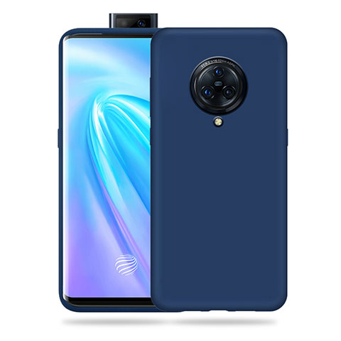 Vivo Nex 3S用360度 フルカバー極薄ソフトケース シリコンケース 耐衝撃 全面保護 バンパー Vivo ネイビー