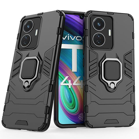 Vivo T1 4G用ハイブリットバンパーケース プラスチック アンド指輪 マグネット式 KC1 Vivo ブラック