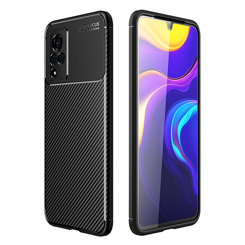 Vivo V21s 5G用シリコンケース ソフトタッチラバー ツイル カバー S01 Vivo ブラック