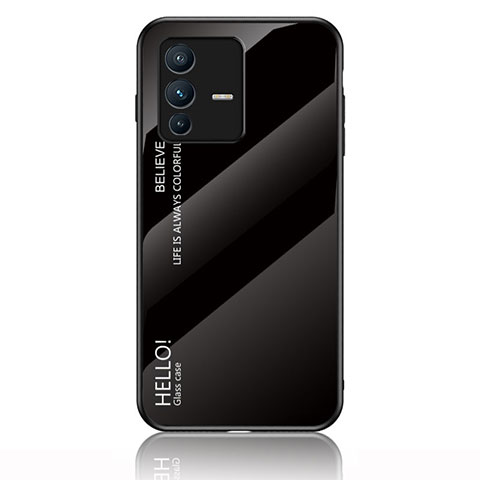 Vivo V23 Pro 5G用ハイブリットバンパーケース プラスチック 鏡面 虹 グラデーション 勾配色 カバー LS1 Vivo ブラック